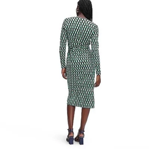 Women's Long Sleeve Midi Arrow Geo Green‎ Wrap Dress - DVF x Target NWT - Picture 5 of 7